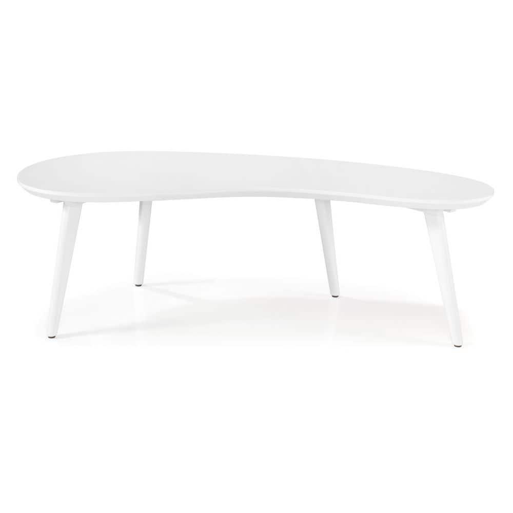 Camaflexi Mid Century Modern Coffee Table Small Tabletop Wood Coffee Desk, White