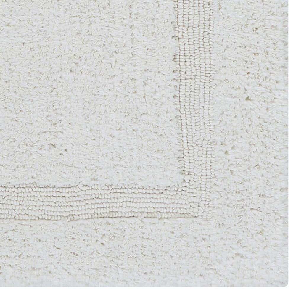 Better Trends Lux 100% Cotton Tufted Solid Reversible Bath Rug Set 2 PC (17" x 24" | 24" x 40") - Ivory