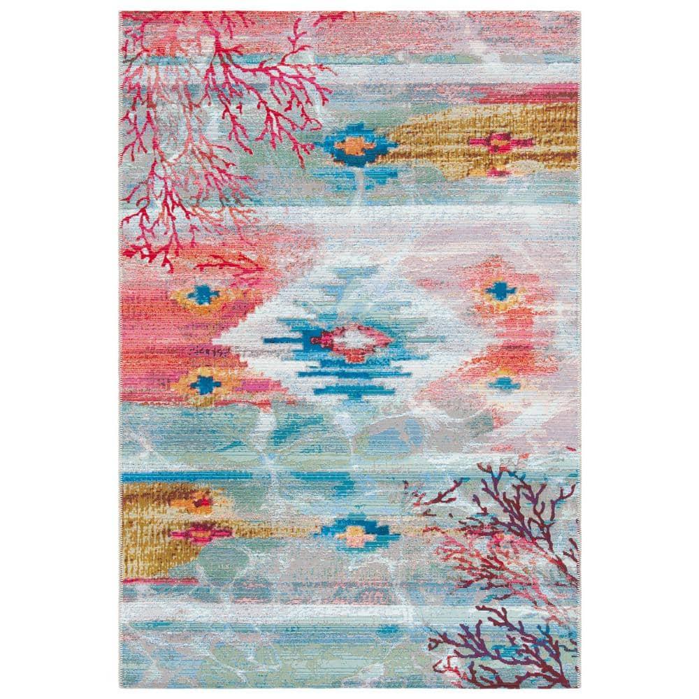 Barbados 500 BAR554 Power Loomed Indoor/Outdoor Area Rug - Light Blue/Pink - 8'x10'5" - Safavieh