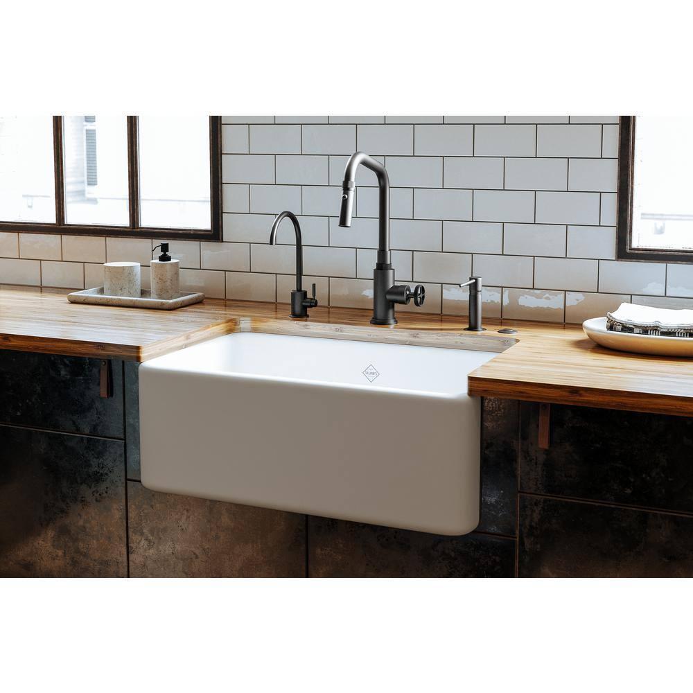Shaws 30" Single Bowl Farmhouse Apron Front Fireclay Kitchen Sink