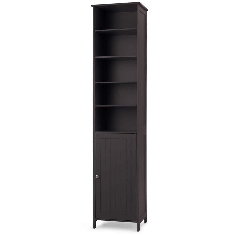 Costway 72''  Bathroom Tall Floor Storage Cabinet Freestand Shelving Display Brown