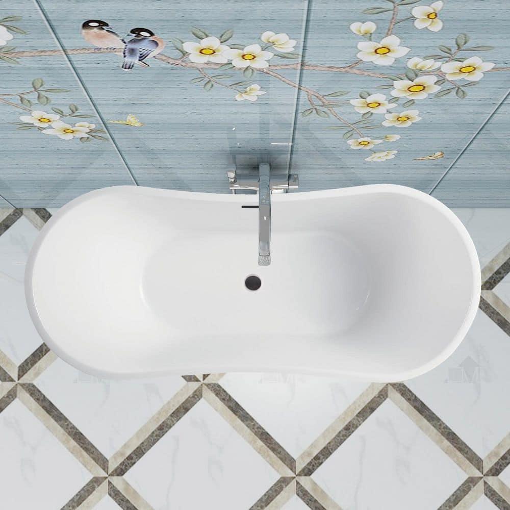 Ophelia 71" x 32'' Freestanding Soaking Acrylic Bathtub