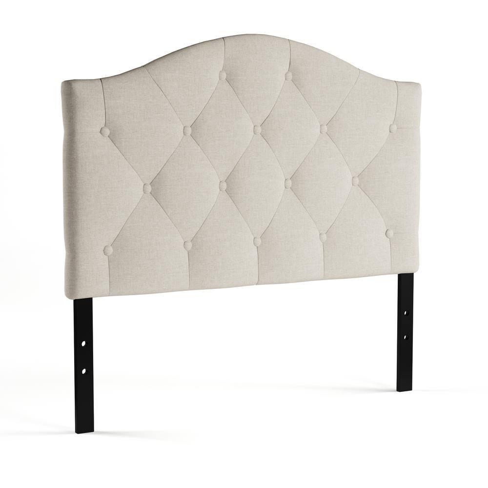 Baxton Studio Myra Modern and Contemporary Queen Size Light Beige Fabric Upholstered Button-tufted Scalloped