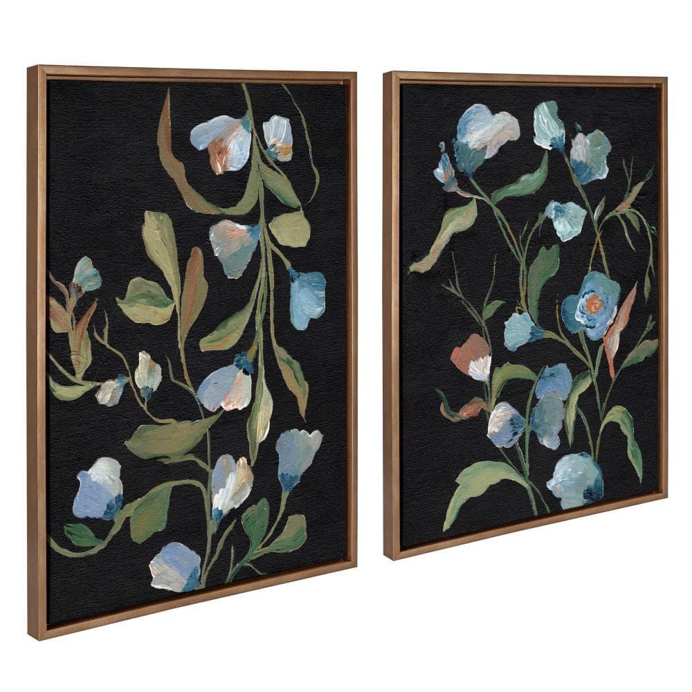 Kate & Laurel All Things Decor 23"x33" (Set of 2) Sylvie Foliage I and III Framed Canvas Arts by Nikita Jariwala Gold