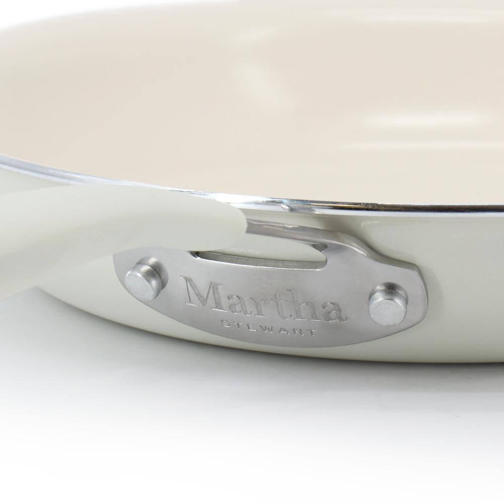 Martha Stewart Martha Stewart Everyday Charlemont 10 Inch Ceramic Nonstick Round Aluminum Frying Pan in Linen