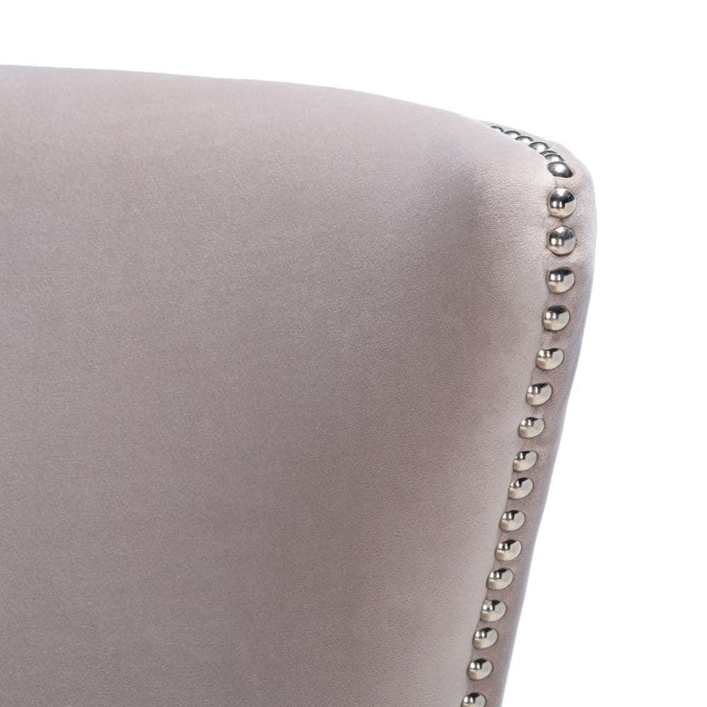 Pale Taupe Velvet Wingback Chair with Acrylic Legs