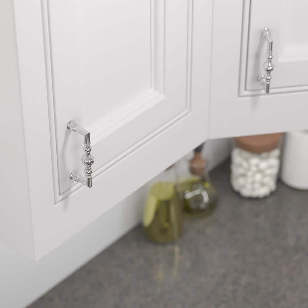 Richelieu Hardware BP878996140 Firenze Collection 3 3/4-inch (96 mm) Center-to-Center Chrome Traditional Round Cabinet and Drawer Pull Handle for Kitchen, Bathroom, and Furniture