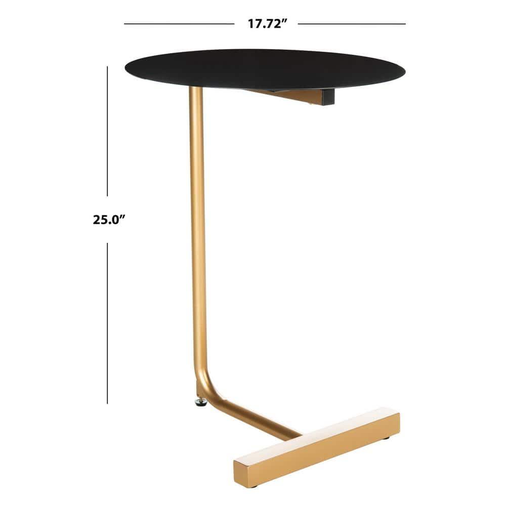 Haylee Round Side Table - Black/Gold - Safavieh.