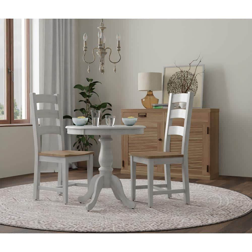 Carolina Living 30" Salem Round Pedestal Dining Table White Wash: Rubberwood, Non-Extension, Seats 2