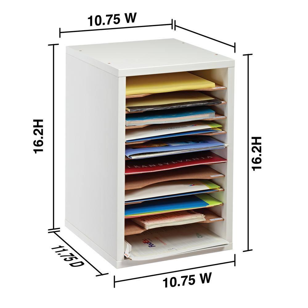 White 11-Slot MDF Vertical Paper Sorter Organizer