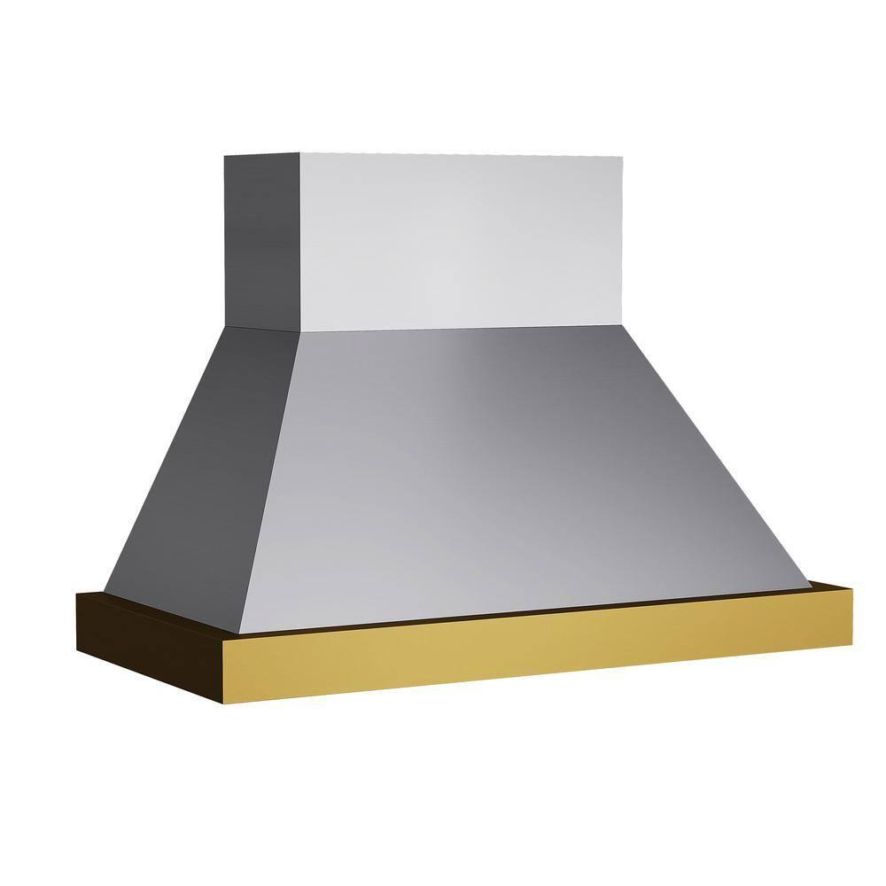Kucht 48 in. 800 CFM Wall Mounted Range Hood with Gold Accents