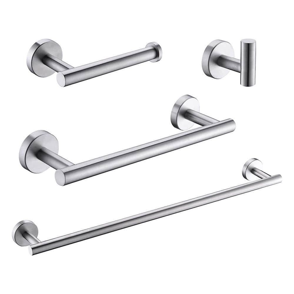 4-Pieces Bathroom Accessories Set, Stainless Steel Bathroom Hardware Set, Bath Towel Bar Set, Towel Racks For Bathroom Wall Mounted.