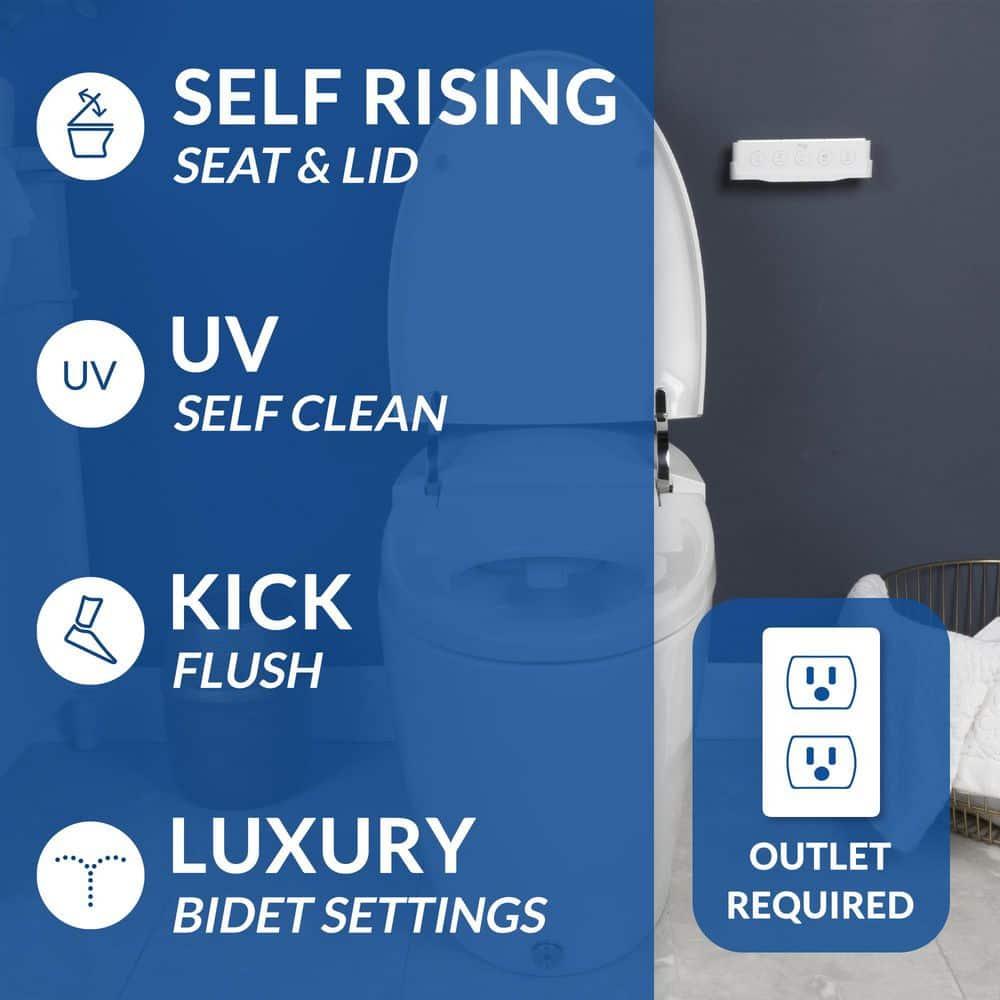 Bio Bidet by BEMIS Discovery DLX Smart Bidet Toilet, Tankless, Auto Open and Close with Kick Flush, Self Cleaning Discovery DLX
