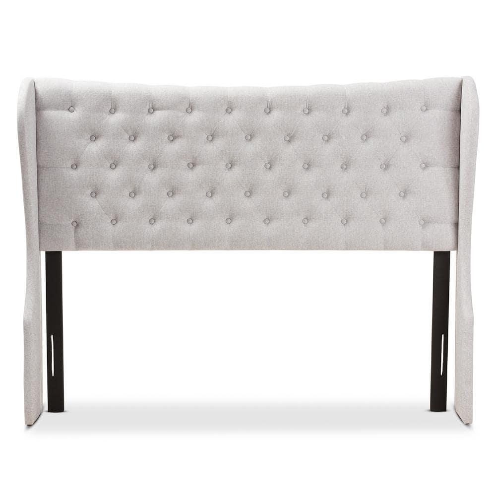 King Cadence Modern and Contemporary Fabric Button Tufted Winged Headboard Gray - Baxton Studio