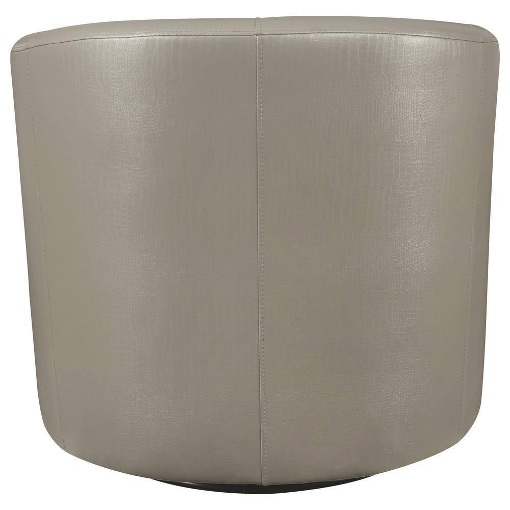 Coaster Contemporary Faux Leather Swivel Accent Chair in Gray