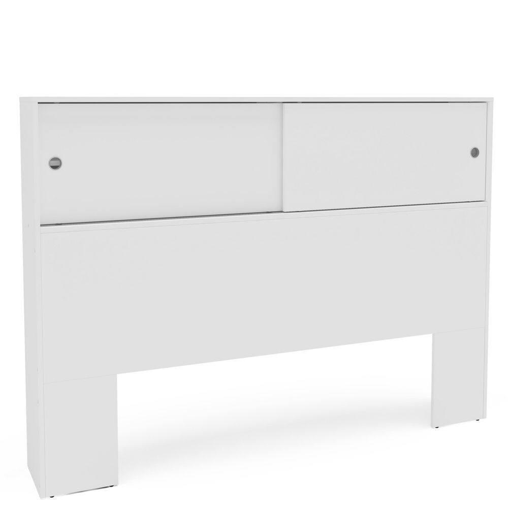 Polifurniture 2pc Queen Victoria Bedroom Set White: Modern Engineered Wood, Storage Headboard & Nightstand