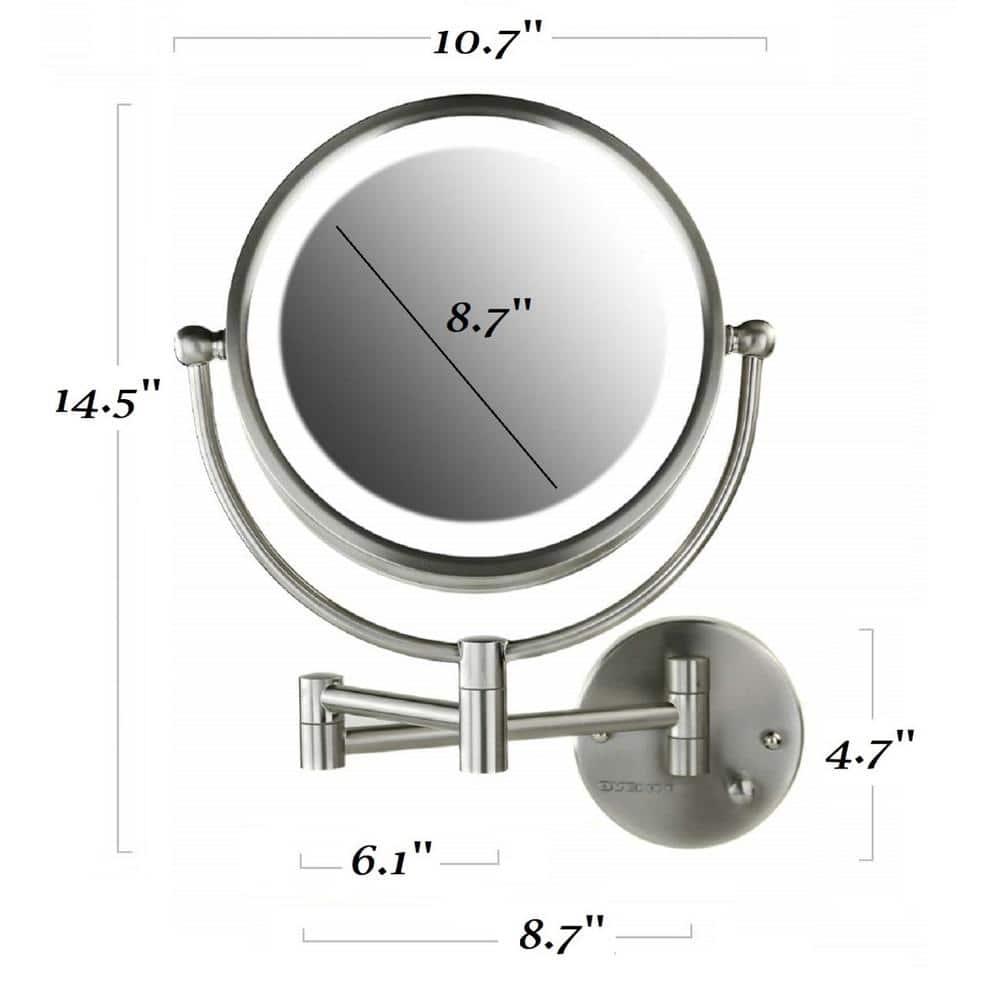 Ovente Wall Mounted Vanity Makeup Mirror 8.5 Inch with 7X Magnification and Natural LED Lights, Double-Sided with Hardwired Electrical Connection