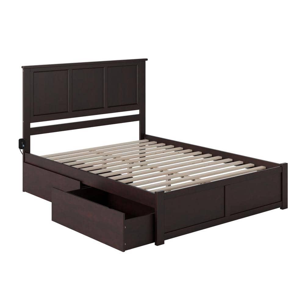 Madison Platform Bed with Flat Panel Foot Board and 2 Urban Bed Drawers in Multiple Colors and Sizes