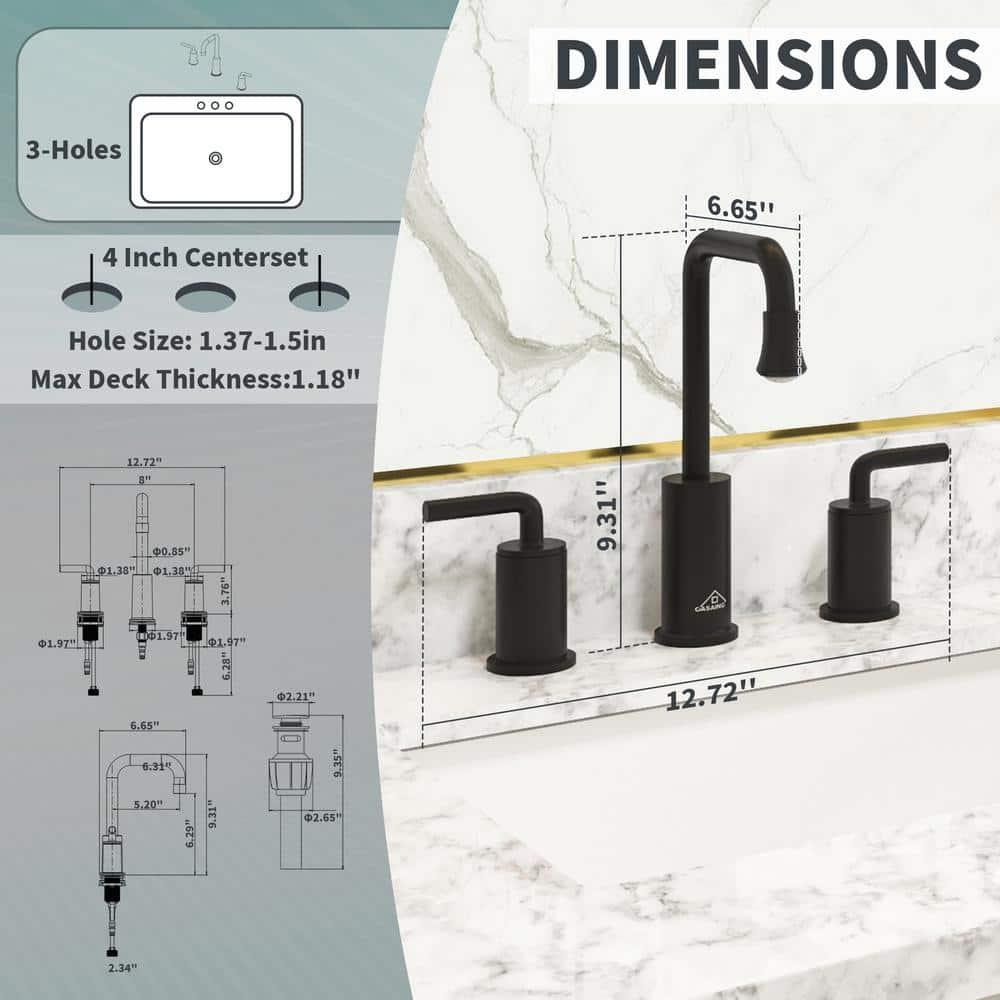 CASAINC KCLT0036MB Willow 2-handle Black Bathroom Sink Faucet with LED Temperature Color