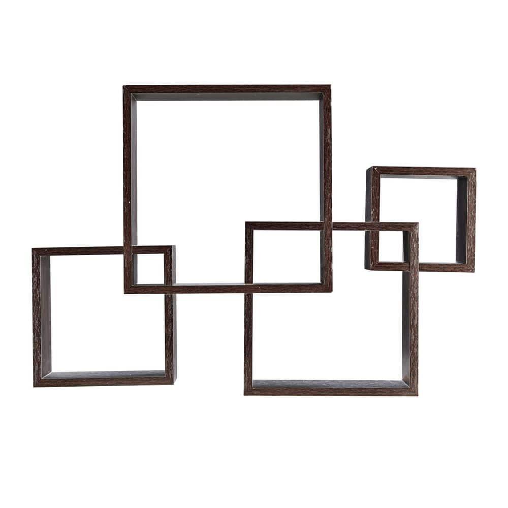 25.5" x 17.75" Intersecting Cube Wall Shelf Black - Danya B.: Modern Cubby Storage, Easy Install