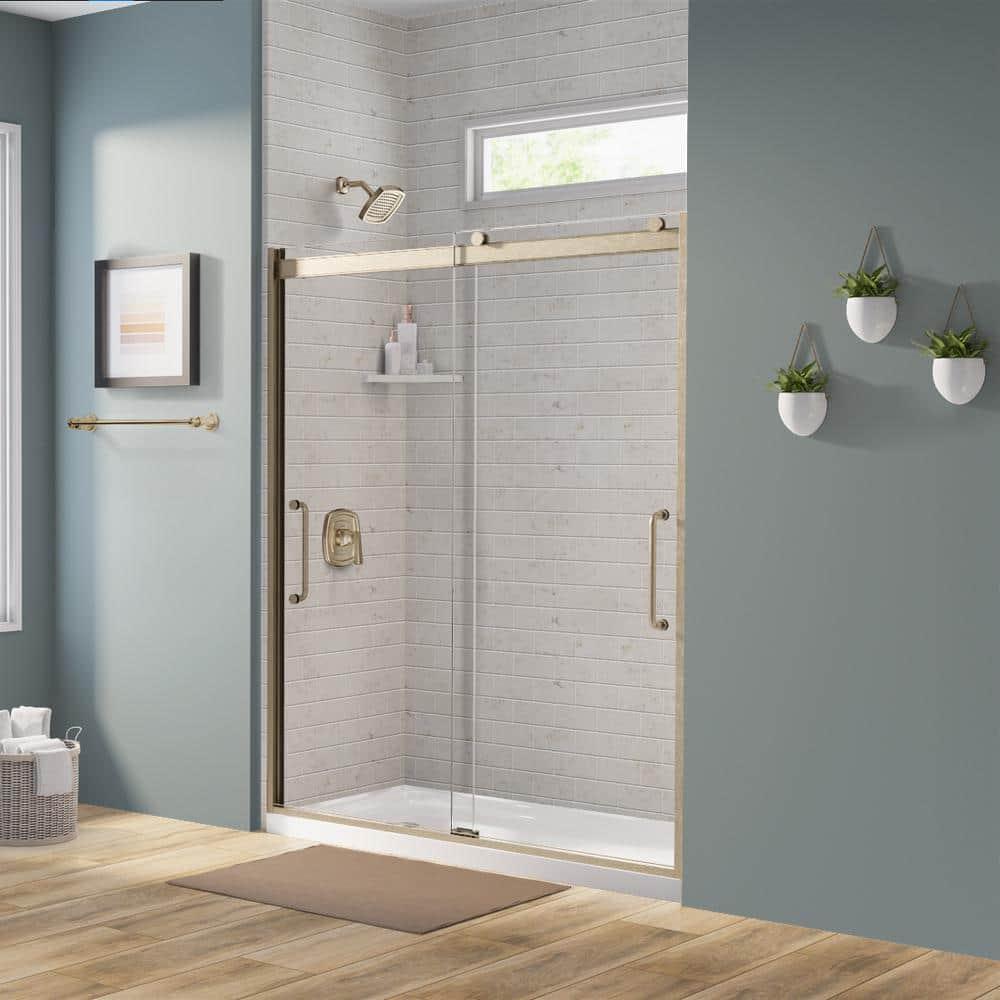 Arelo 56" - 60" W x 72" H Semi-Frameless Shower Door