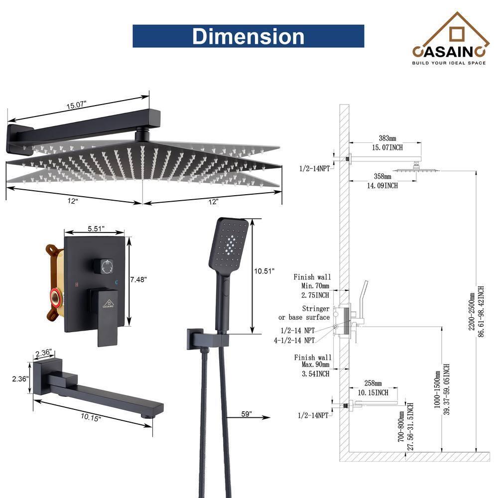 Shower Faucets & Systems All-In-One Kit with Rough in-Valve