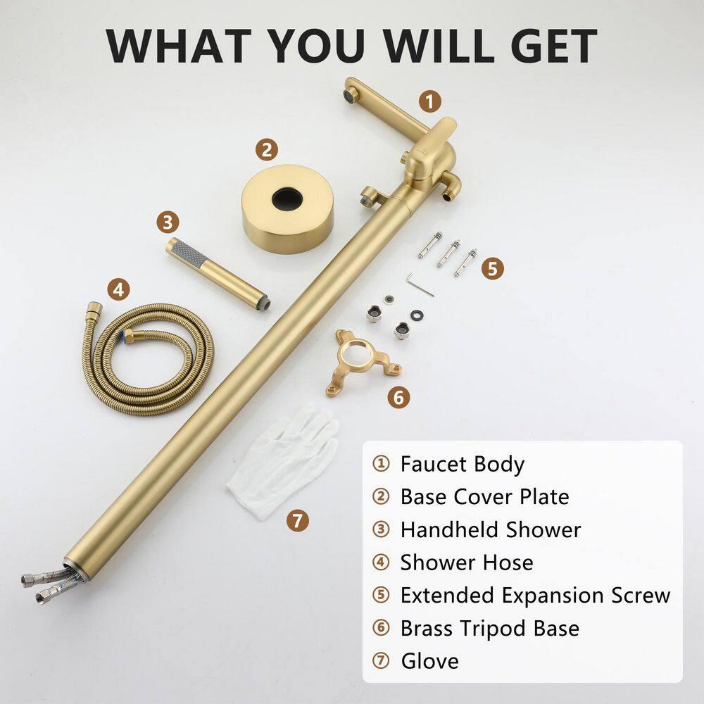 CASAINC KCLT0054-BN Single Handle Freestanding Bathtub Faucet with Diverter and Handshower