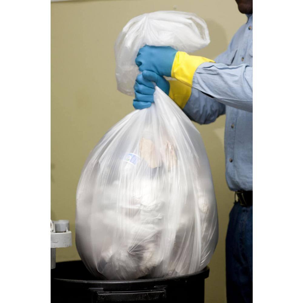 Aluf Plastics High Density Trash Bags, 45 Gallon, 250 Count, 12 Micron (eq), 40" x 48", Clear, for Bathroom, Office, Industrial, Commercial, Janitorial, Municipal, Recycling