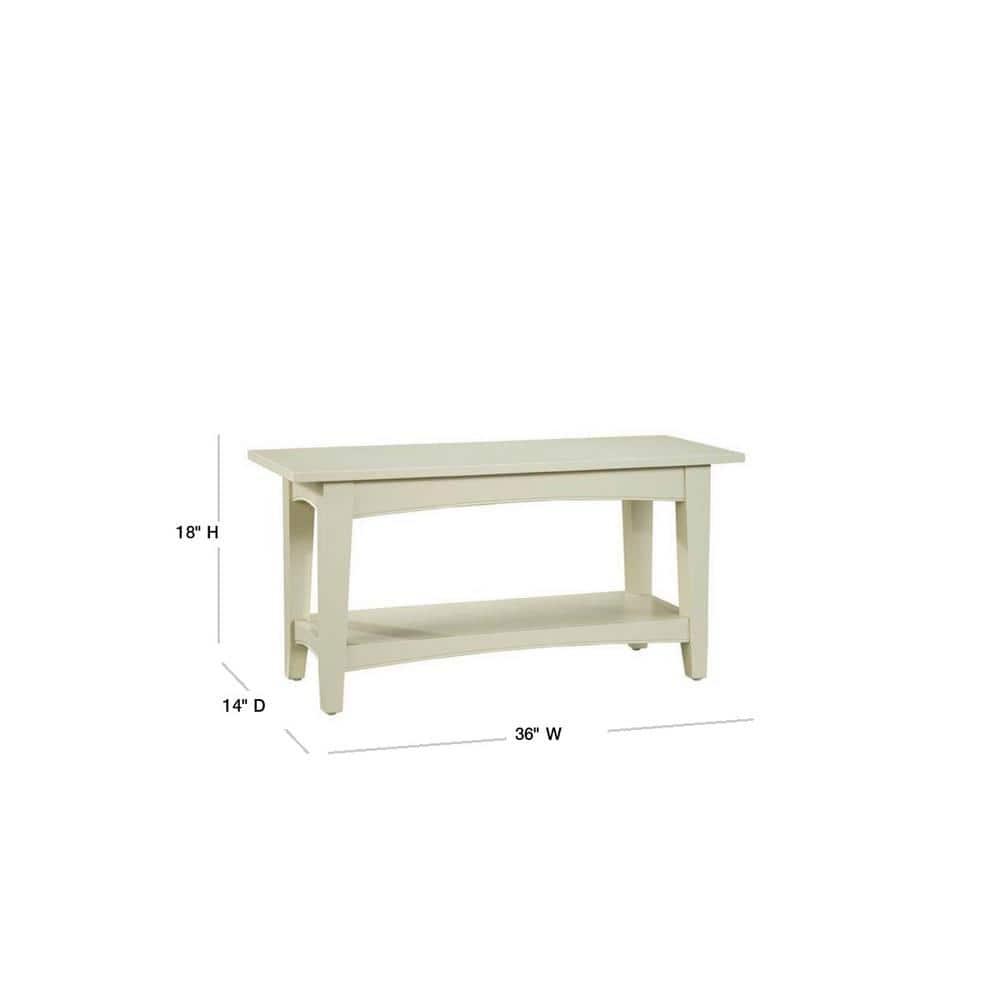 Shaker Cottage Bench with Shelf Sand - Alaterre Furniture: Hardwood Entryway Storage, Unupholstered Hallway Seat