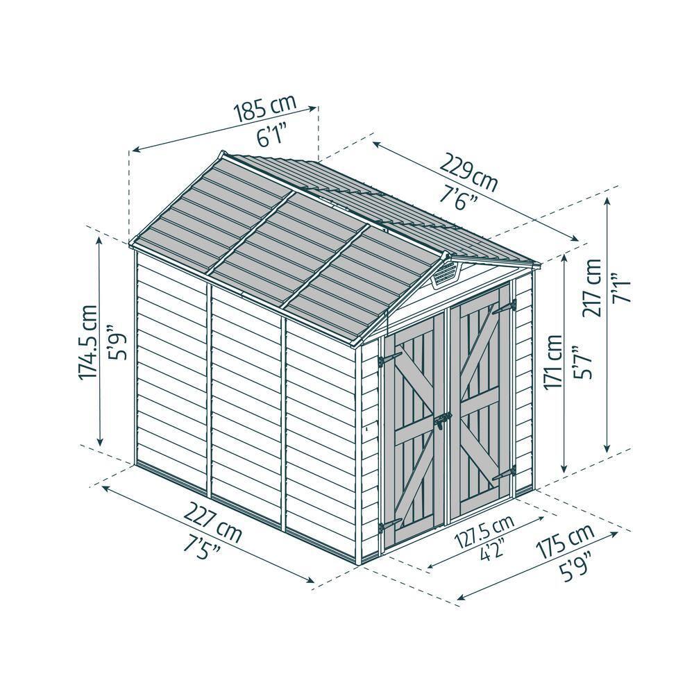 Canopia Palram - Canopia Skylight 6 Ft. W x 7.5 Ft. D Polycarbonate Storage Shed