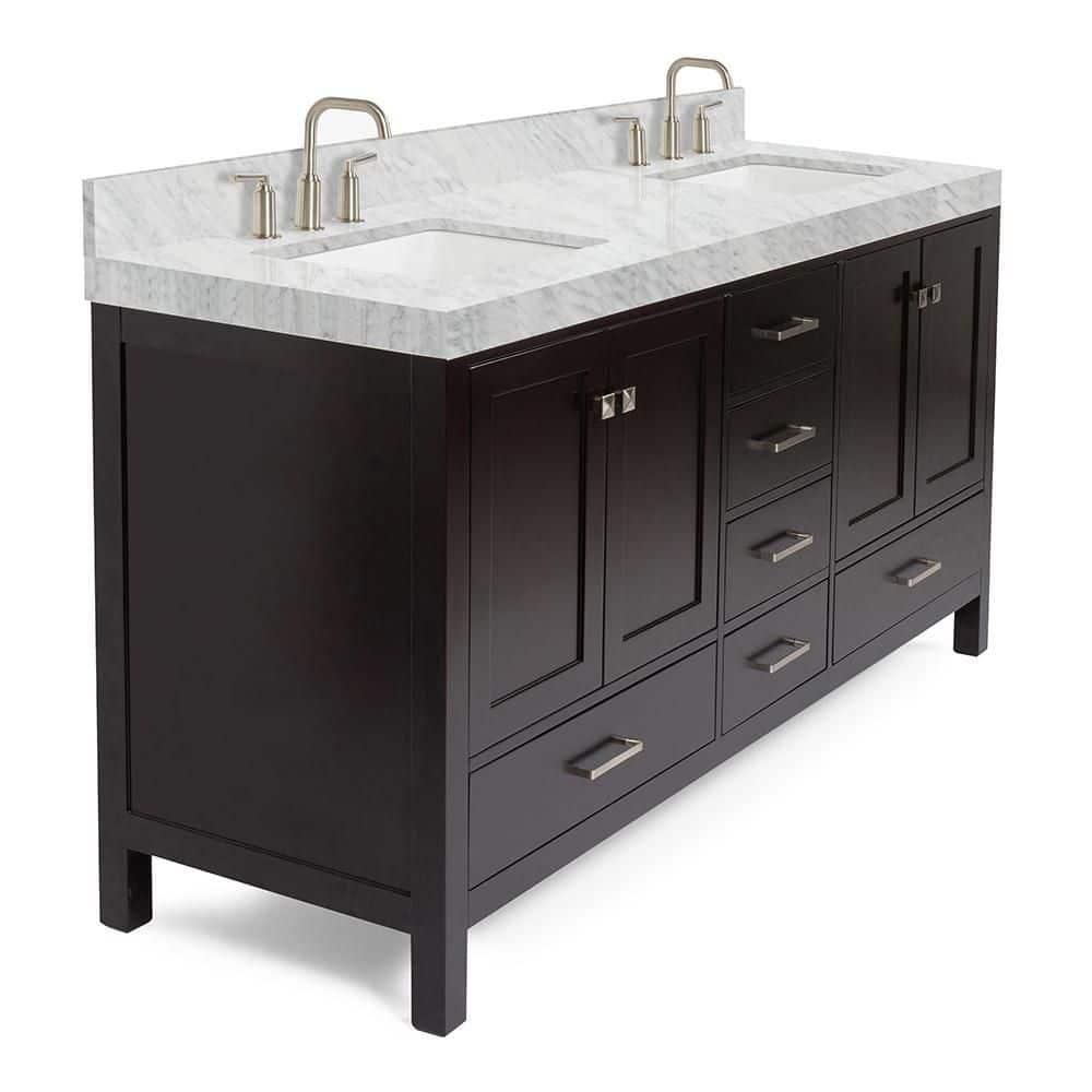 Cambridge Double Bathroom Vanity with Carrara Marble Top
