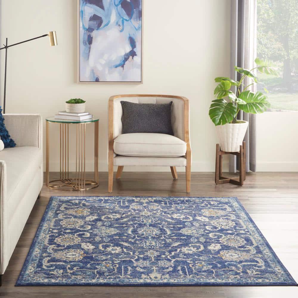 Nourison Grafix 5'3" x 7'3" (5' x 7') Navy Area Rug Persian Traditional Vintage by Nourison