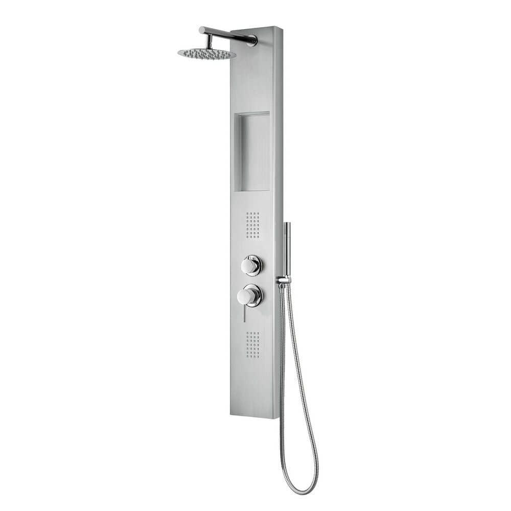 AquaNiche 8-in Rain Showerhead Showerspa with 4-Body Jets Built-in Niche and Handshower