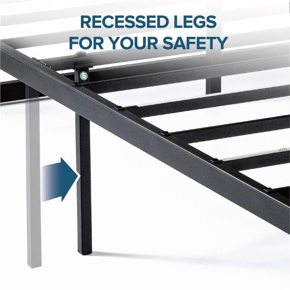 King Abel 14" Metal Platform Bed Frame Black - Zinus: Quick Lock Assembly, No Box Spring Needed