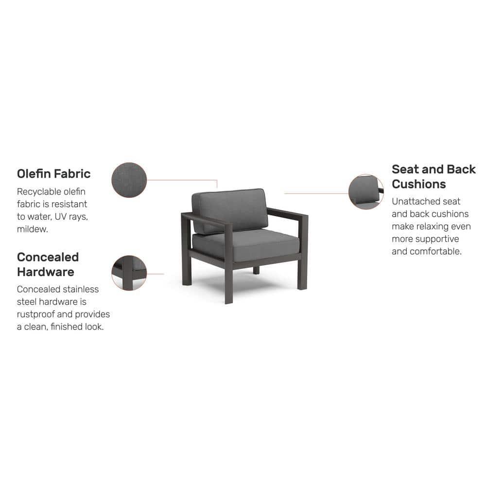 Homestyles Grayton Aluminum Outdoor Aluminum Lounge Chair in Gray