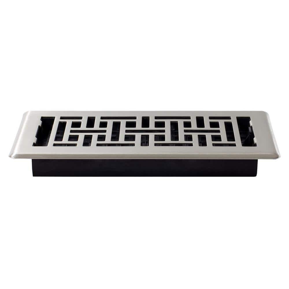 Decor Grates AJH410-NKL Oriental Floor Register, 4x10 Inches, Brushed Nickel Finish
