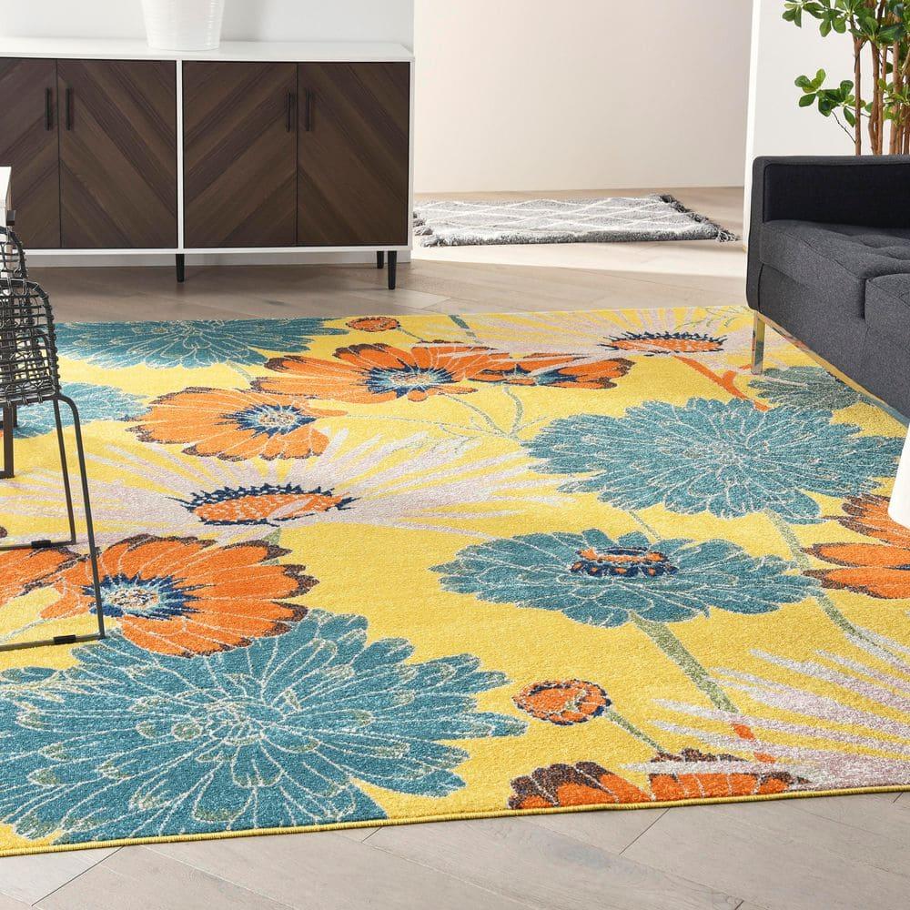 Nourison Allur Oversized Flowers Indoor Area Rug Yellow Multicolor 7'10" x 9'10"