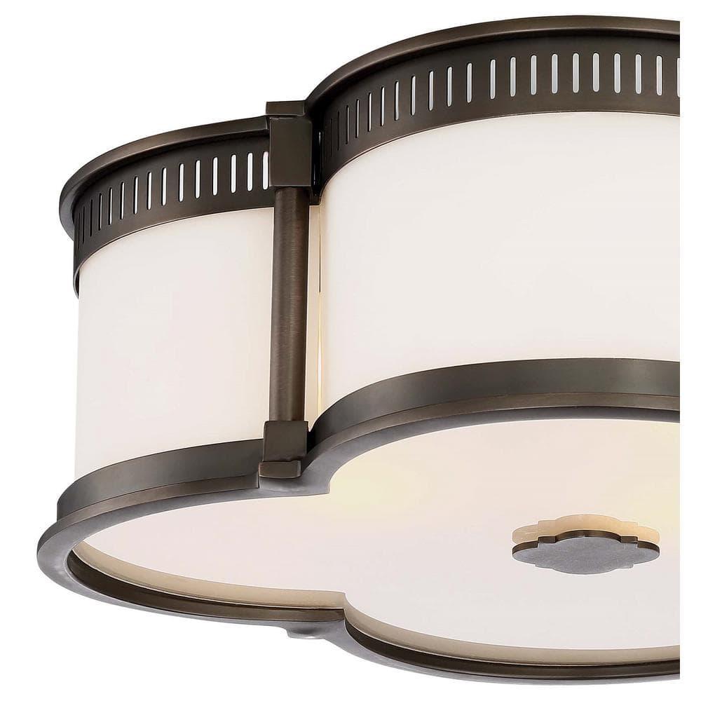 Minka Lavery Modern Ceiling Light Flush Mount Fixture 16 1/4" Bronze Dimmable LED Etched White Glass for Bedroom Kitchen Bathroom