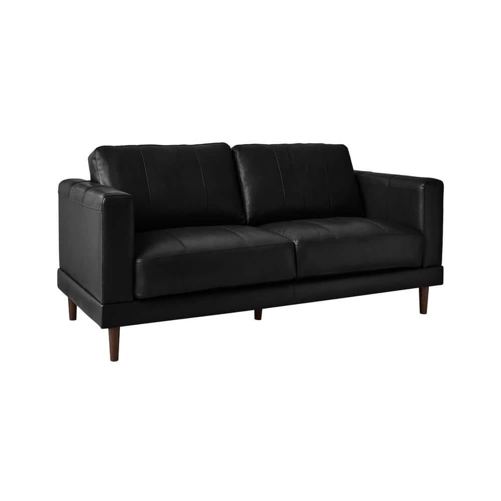 2pc Hanson Set Black - Picket House Furnishings: Leather Upholstery, Modern Sofa & Loveseat Combo