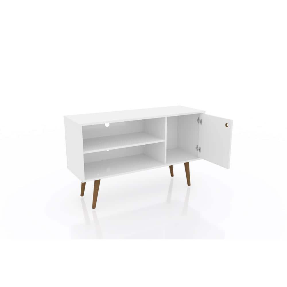 Liberty Mid Century Modern 2 Shelves and 1 Door TV Stand for TVs up to 46" White - Manhattan Comfort