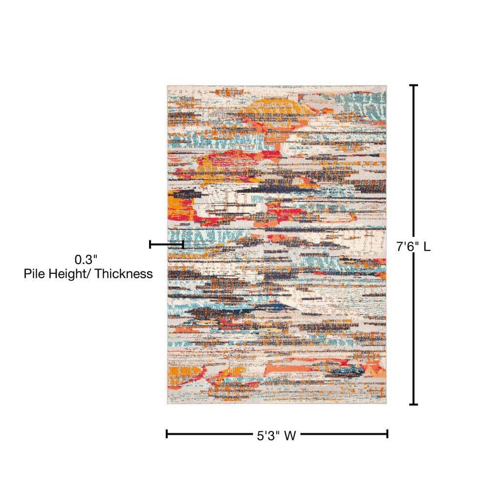 Madison MAD419 Power Loomed Indoor Area Rug - Ivory/Multi - 5'3"x7'6" - Safavieh
