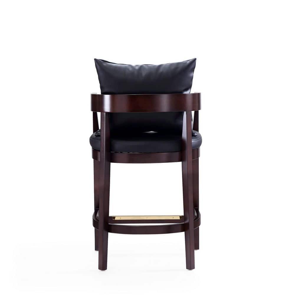Ritz Beech Wood Counter Height Barstool Black - Manhattan Comfort: Gold Footrest, Upholstered, No Assembly Required