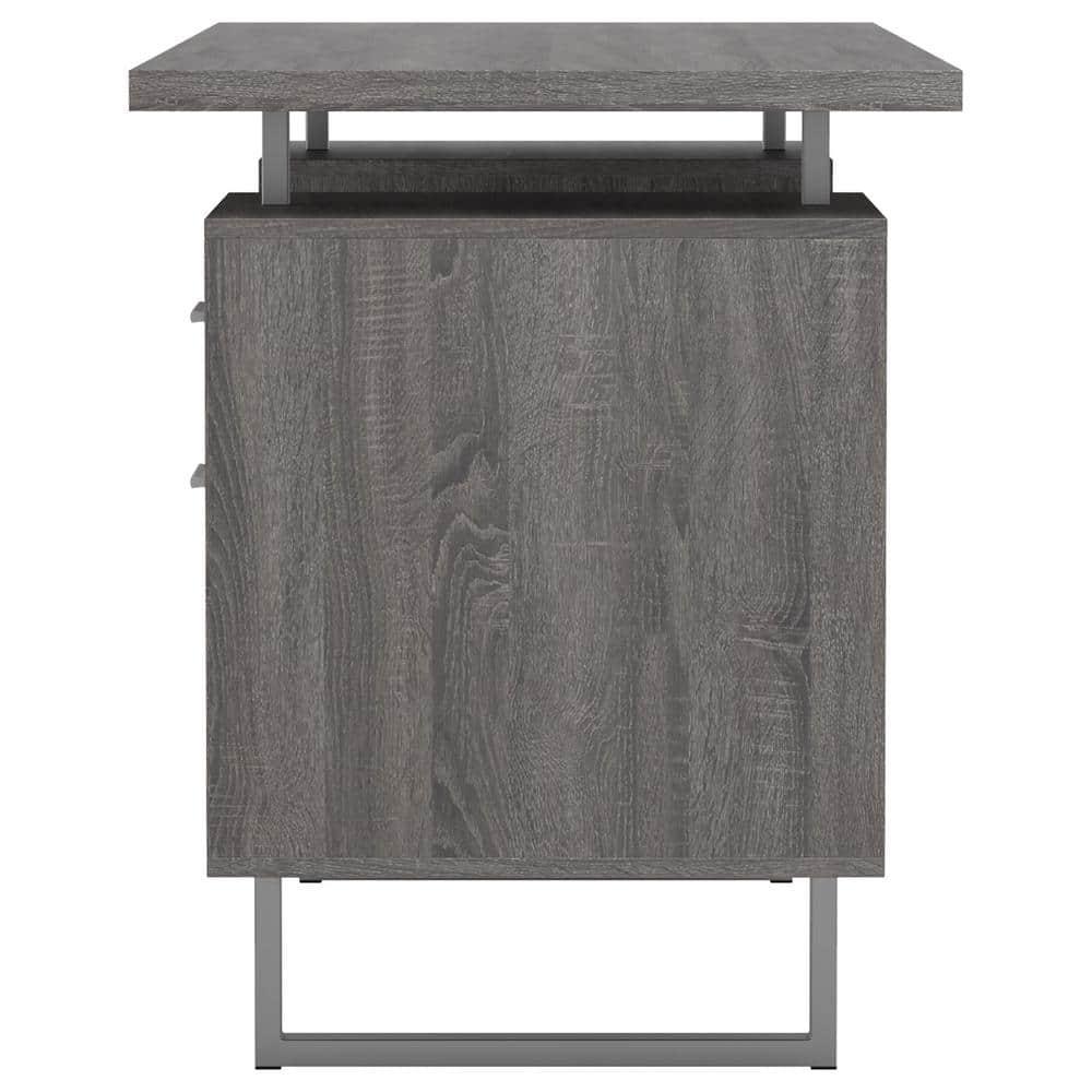Lawtey 2 Drawer Office Desk Weathered Gray - Coaster: Modern Home Furniture with File Storage