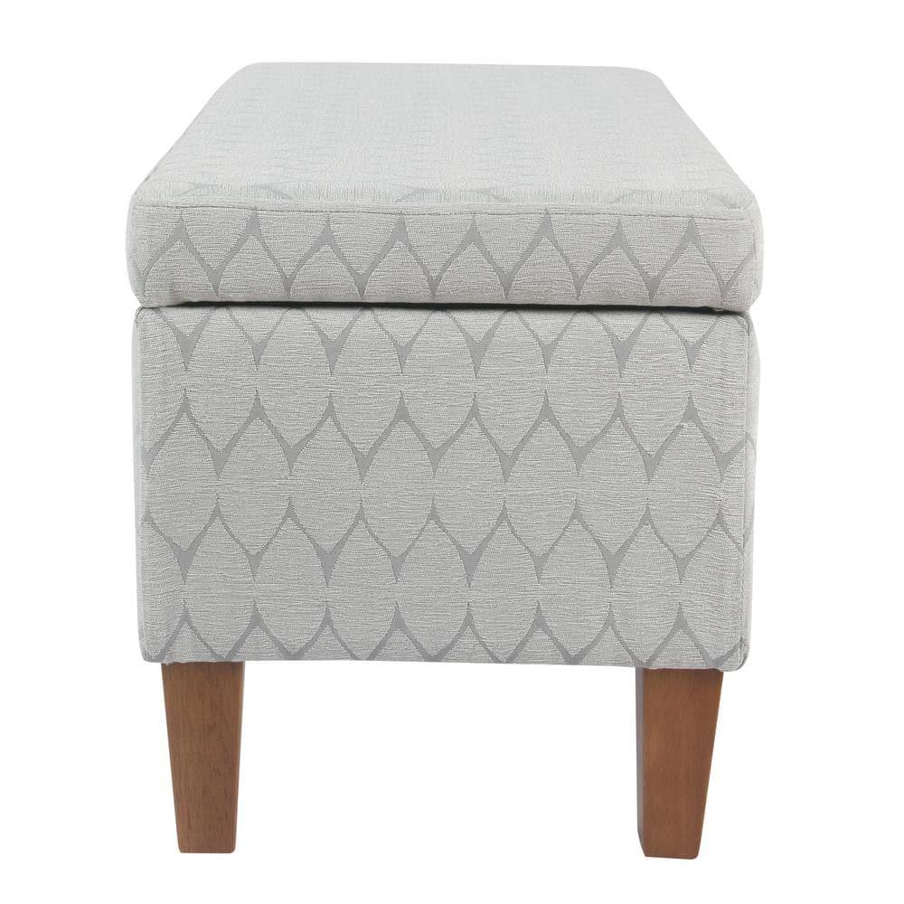 Large Textured Storage Bench Light Gray - HomePop: Upholstered, Bedroom, Rectangular, Wood Legs
