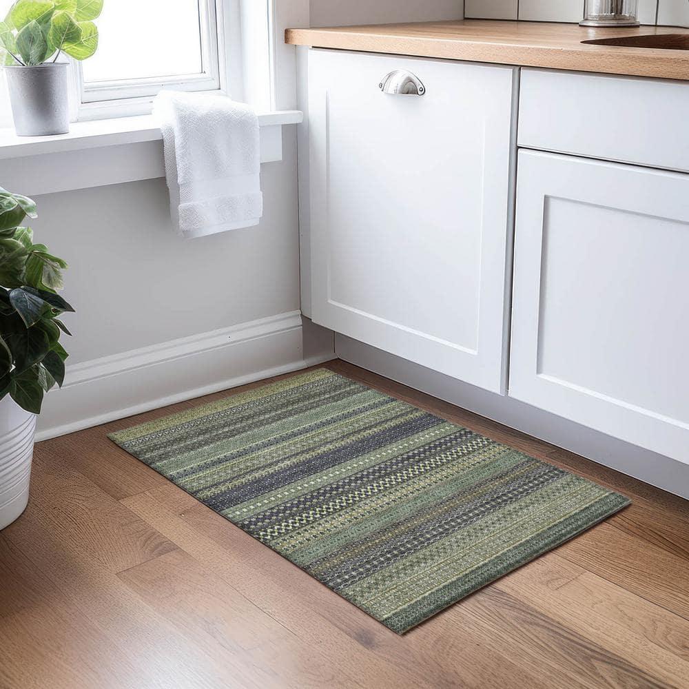 Addison Rugs Chantille ACN527 Sage 1'8" x 2'6" Indoor Outdoor Scatter Rug, Easy Clean, Machine Washable, Non Shedding, Entryway, Bedroom, Living Room, Dining Room, Kitchen, Patio Rug