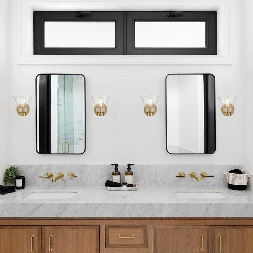 Willow Creek 7.5 inch Brushed Gold Wall Sconce with Clear Glass Shade