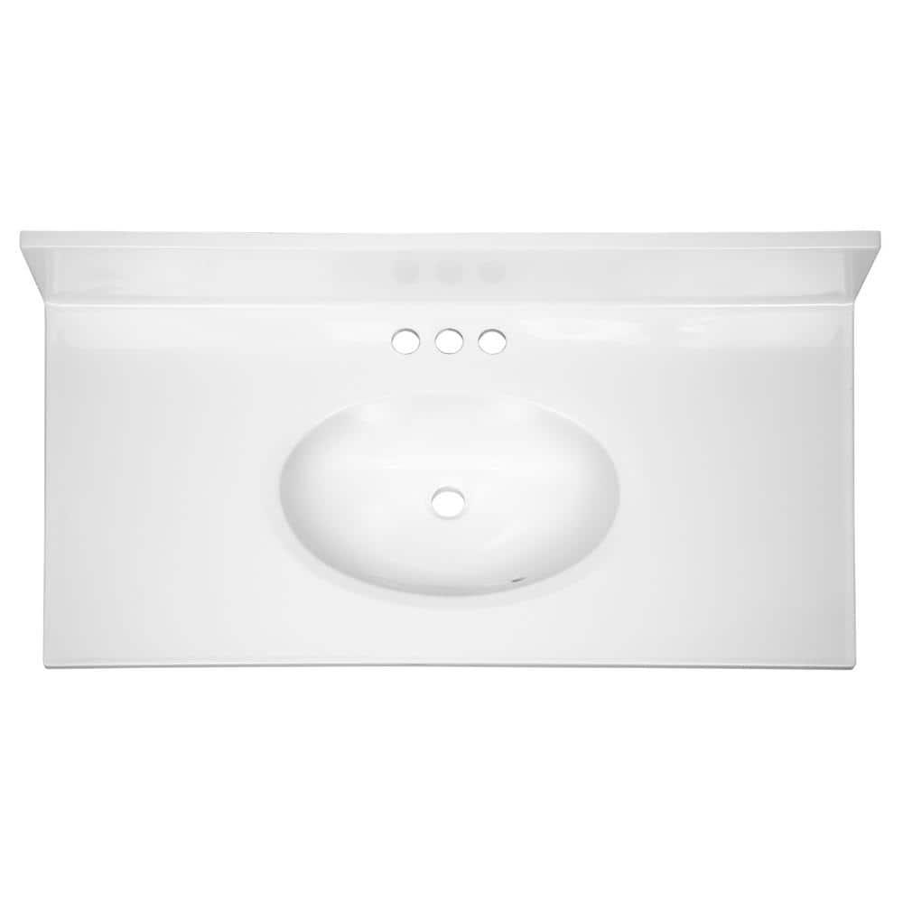 Design House 586206-37-inch Cultured Marble Vanity Top with Backsplash-Improved Package in White
