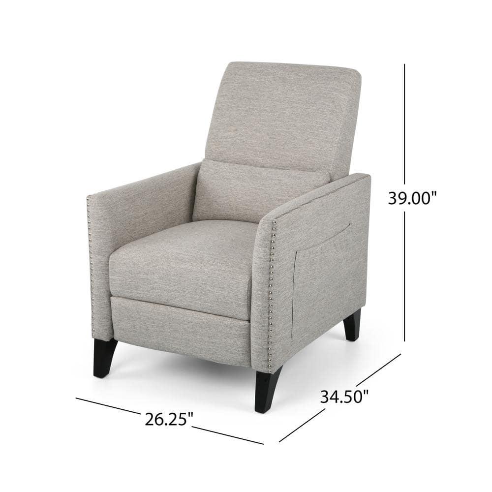 Alscot Contemporary Push Back Recliner Light Gray - Christopher Knight Home: Nailhead Trim, Polyester Upholstery