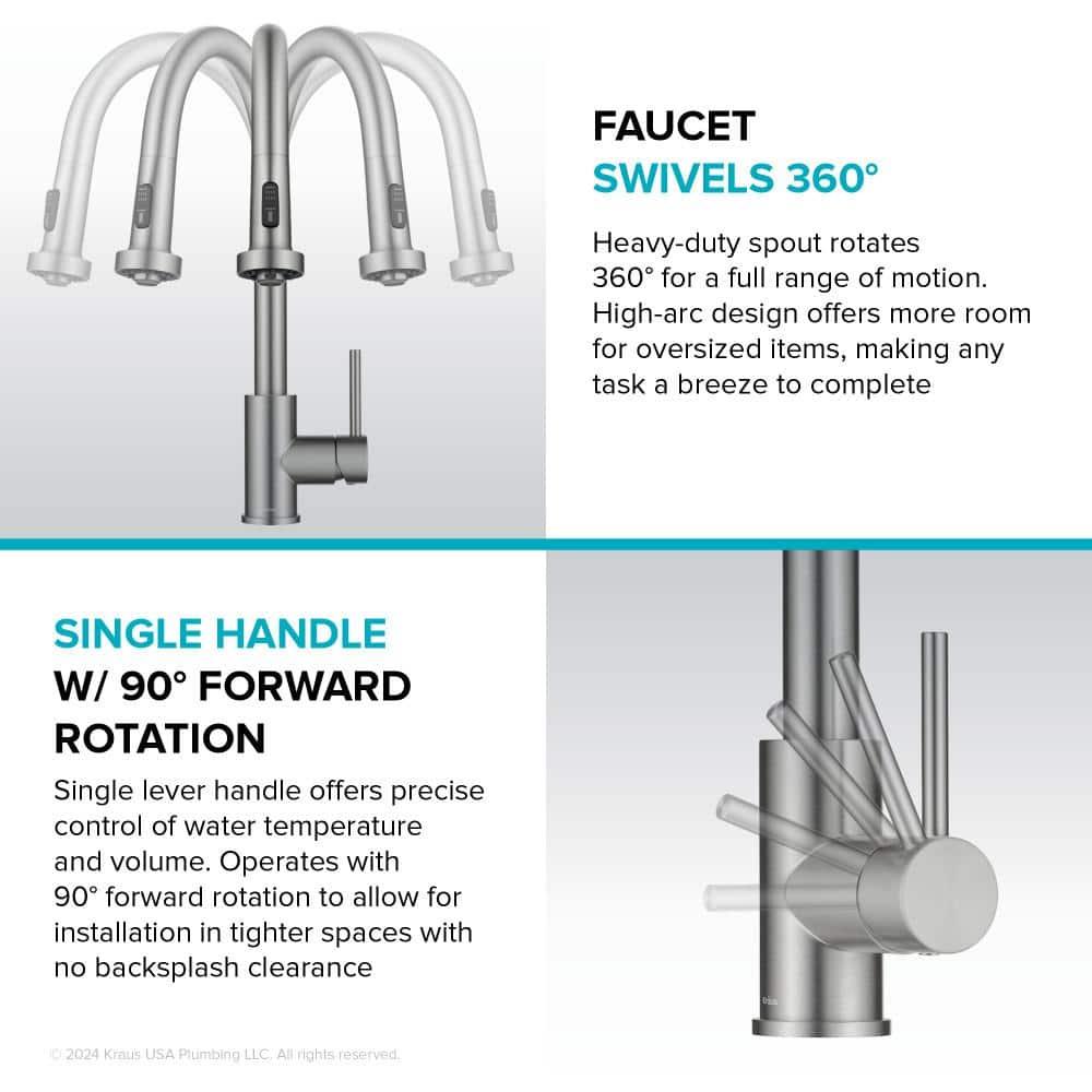 Kraus KSF-1616MB KRAUS Bolden Motion Sensor Single Handle Pull Down Touchless Kitchen Faucet