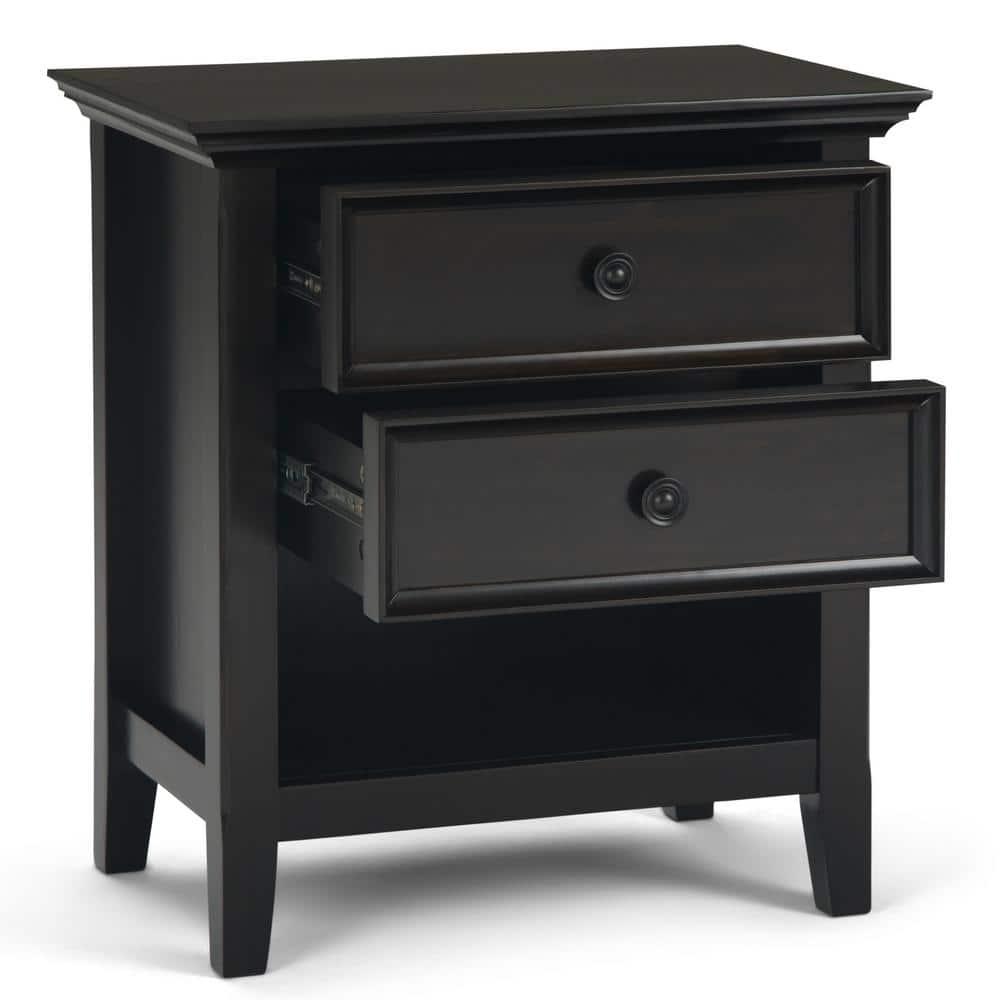 Simpli Home Amherst Wood 24" Transitional Bedside Nightstand Table in Hickory Brown